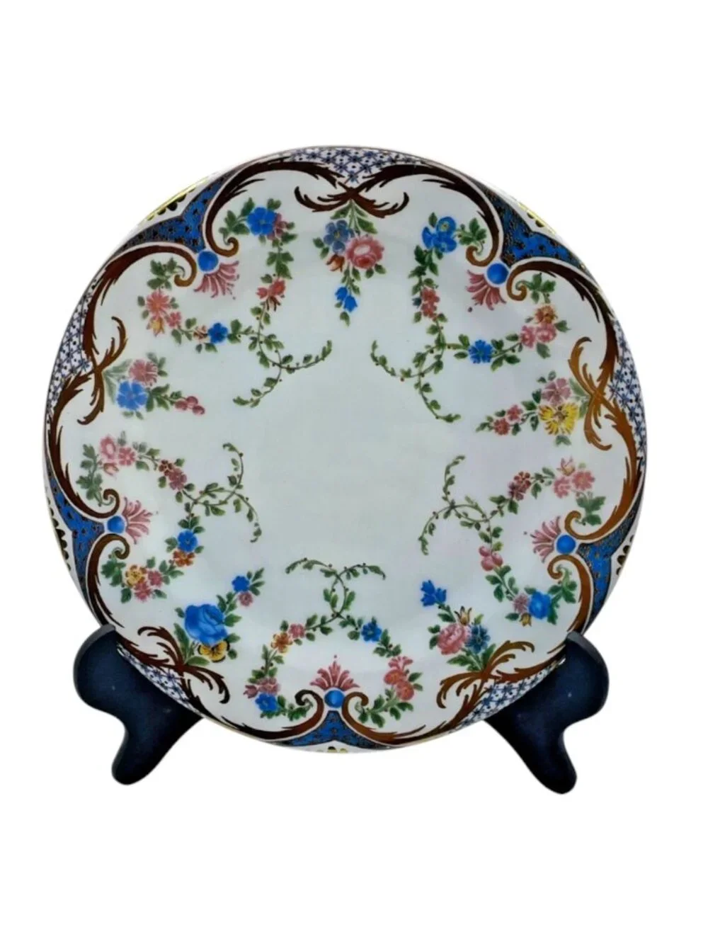 2 Vtg Floral Elite Tin Plates Sevres Design 1760 Wallace Collection England 10
